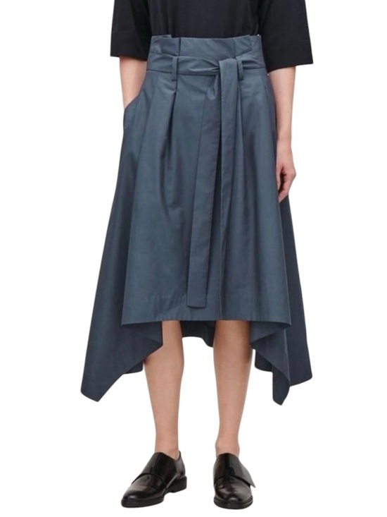 COS Dresses & Skirts - NWT COS Slate Blue handkerchief Asymmetrical hem high Waist poplin Skirt size 6